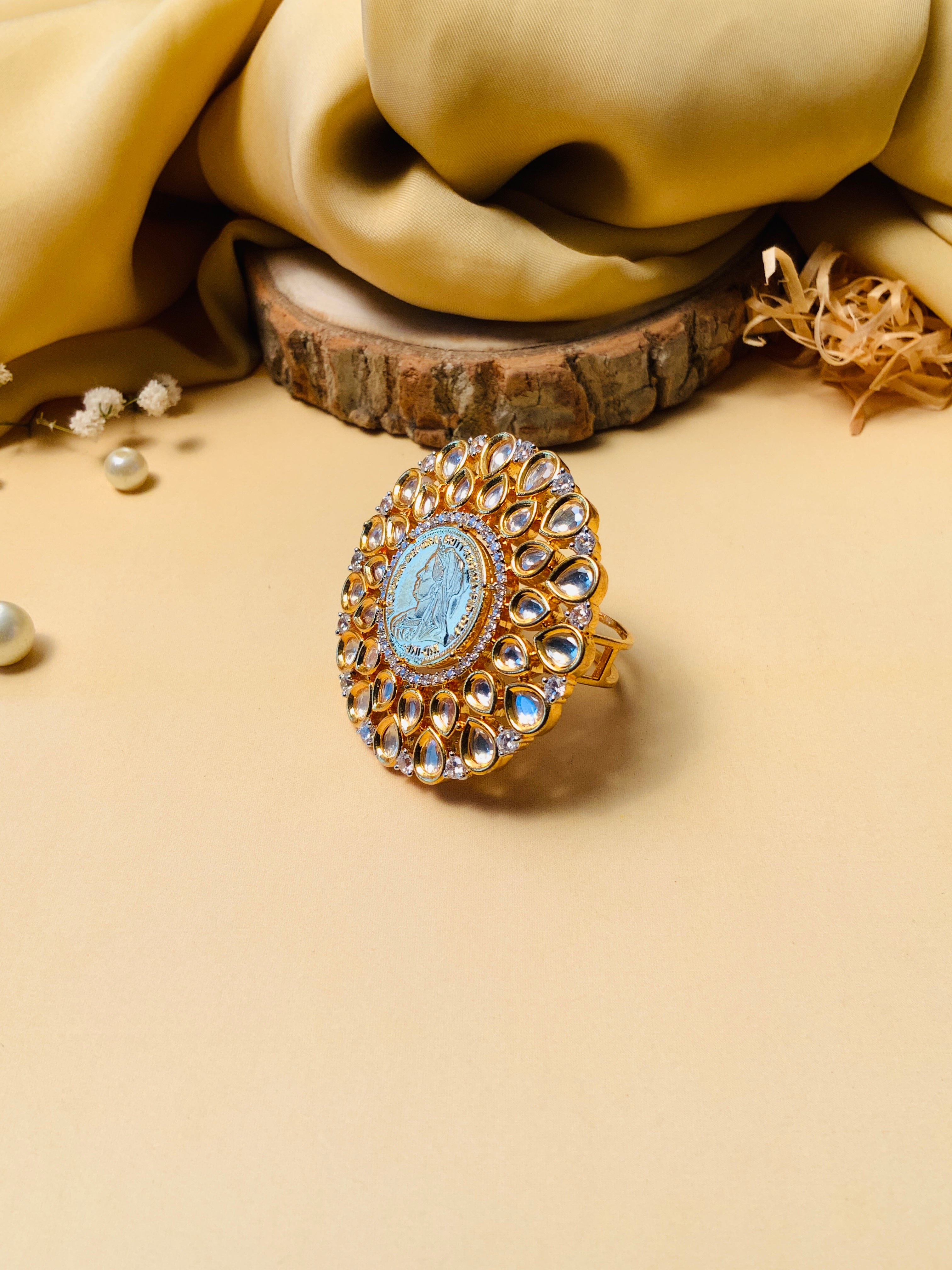 Melissa Queen Gold Plated American Diamond Ring