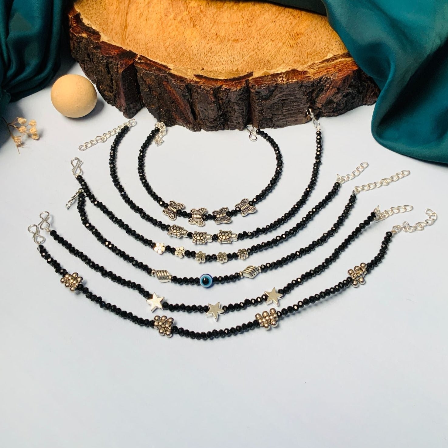 Glamorous Crystal Silver Plated Anklet Combo - Abdesignsjewellery