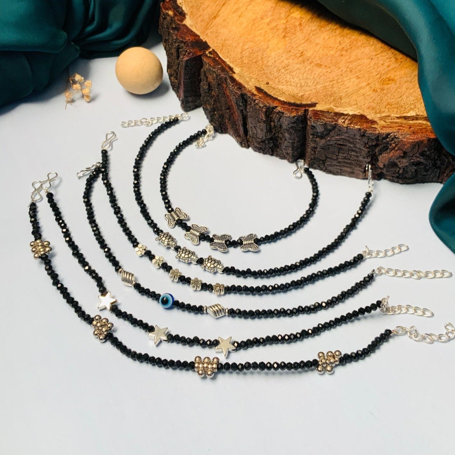 Glamorous Crystal Silver Plated Anklet Combo - Abdesignsjewellery