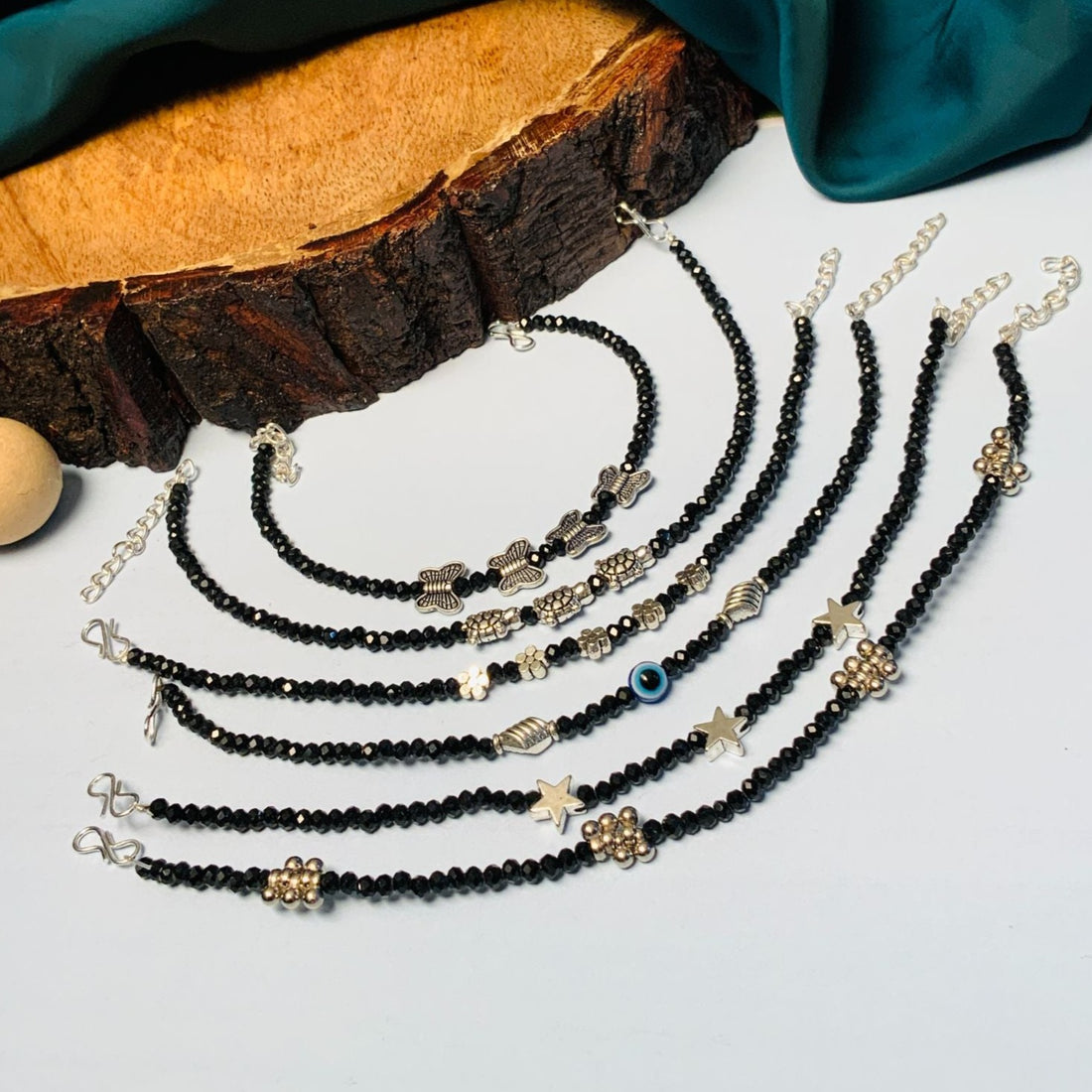 Glamorous Crystal Silver Plated Anklet Combo - Abdesignsjewellery