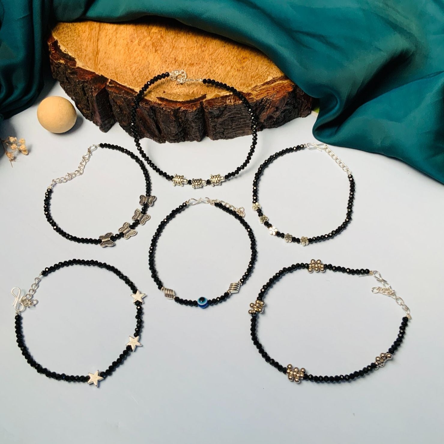 Glamorous Crystal Silver Plated Anklet Combo - Abdesignsjewellery