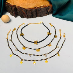 High Quality Crystal Gold Plated Anklet Combo