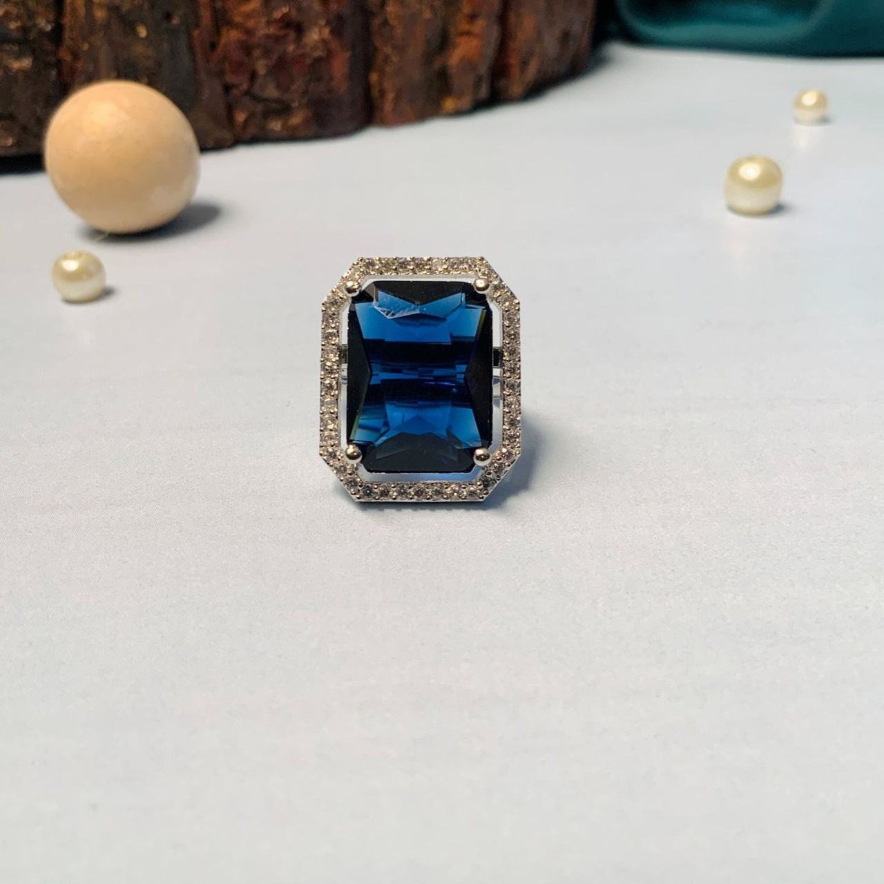 Blue Emerald Stone Ring 