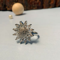 Thumbnail for Charming Floral Silver Plated American Diamond Ring