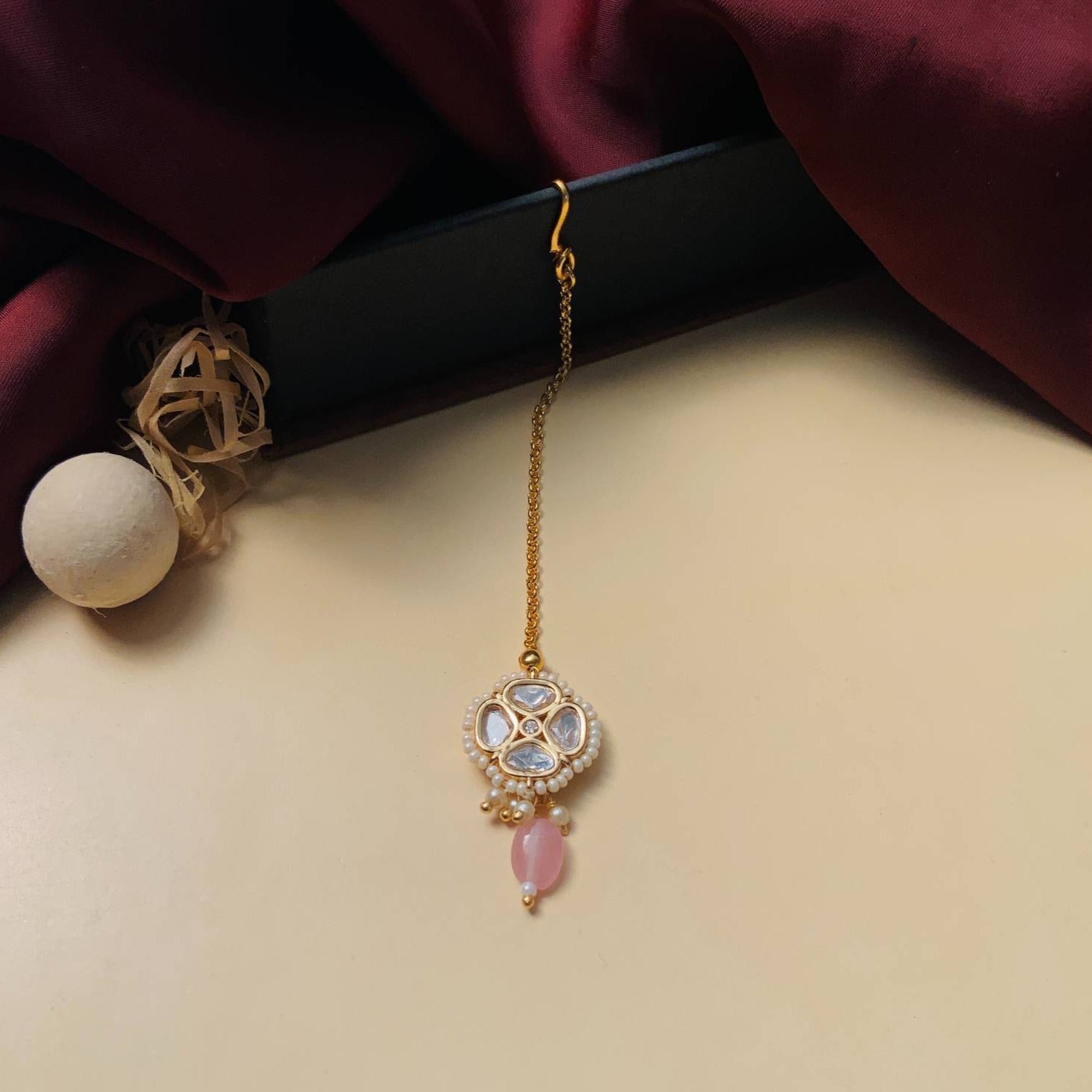 Charming High Quality Gold Plated Polki MaangTikka - Abdesignsjewellery