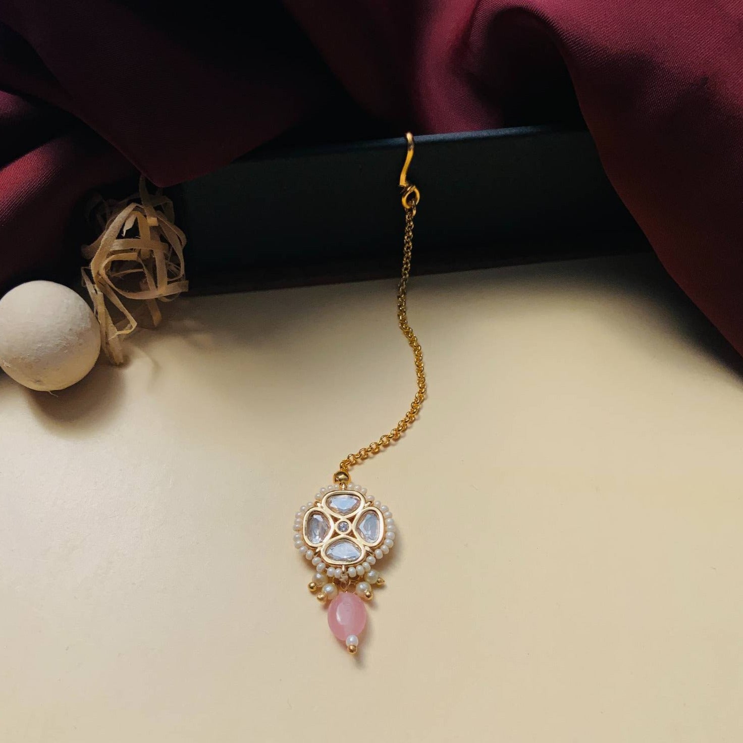 Charming High Quality Gold Plated Polki MaangTikka - Abdesignsjewellery