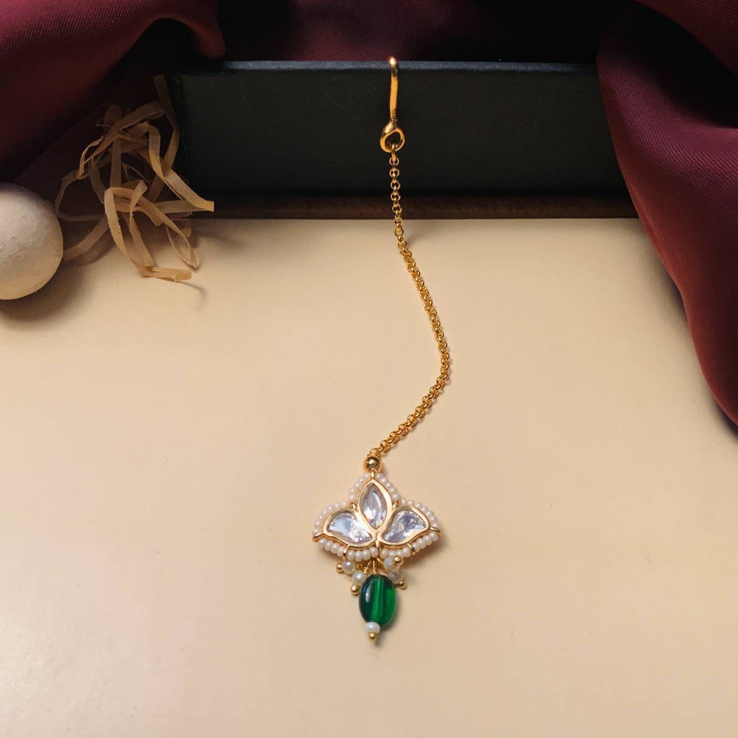 Charming High Quality Gold Plated Polki MaangTikka - Abdesignsjewellery