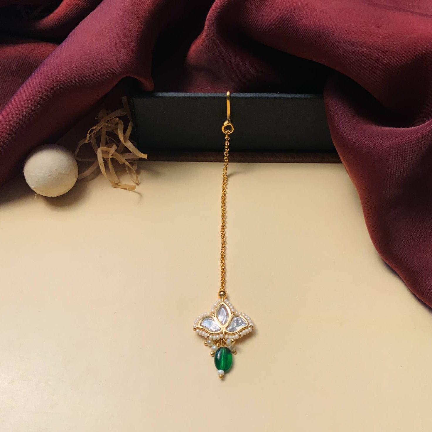 Charming High Quality Gold Plated Polki MaangTikka - Abdesignsjewellery