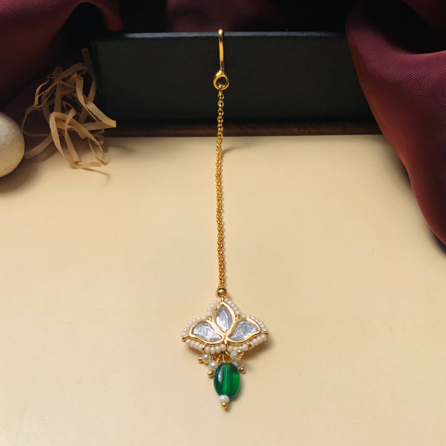 Charming High Quality Gold Plated Polki MaangTikka - Abdesignsjewellery