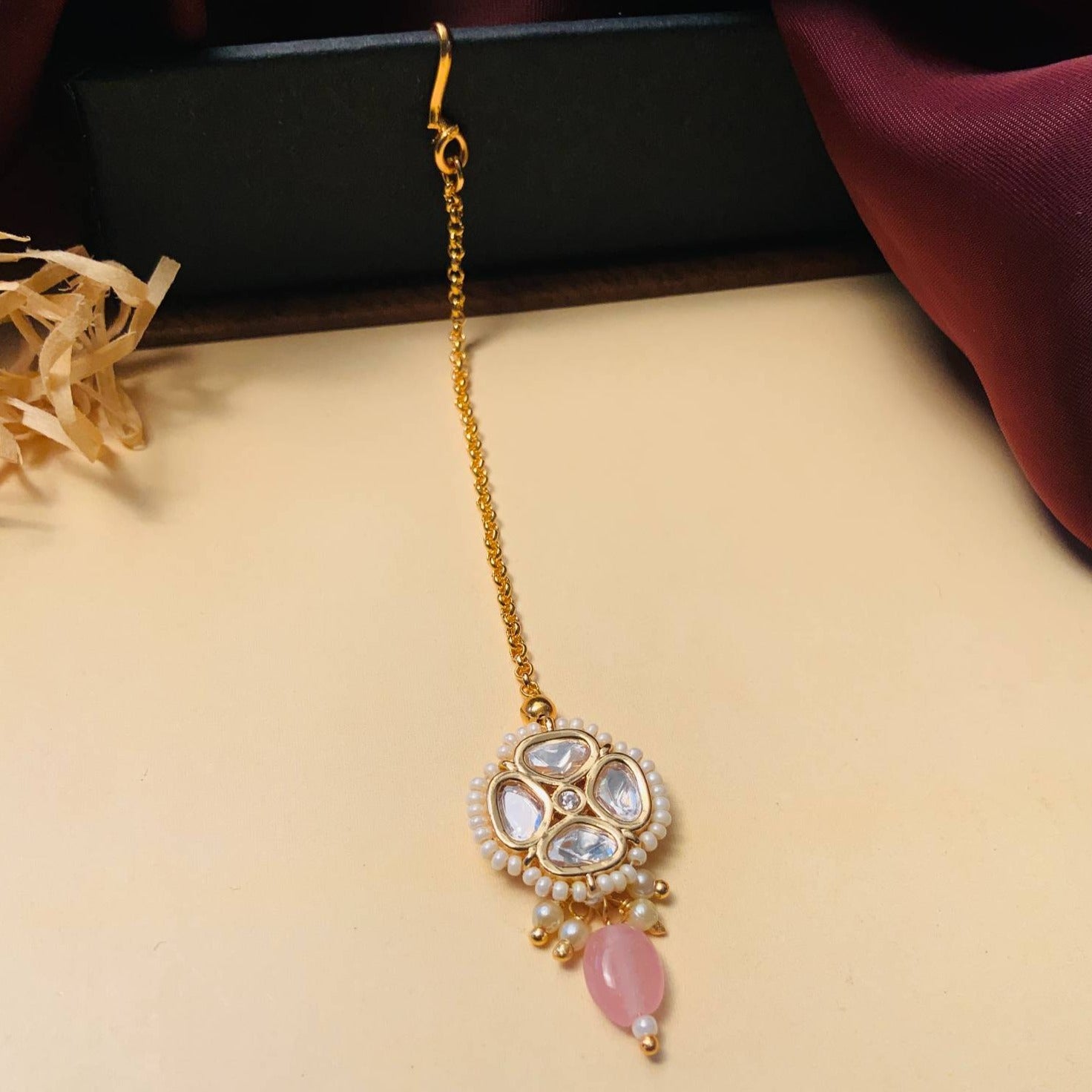 Charming High Quality Gold Plated Polki MaangTikka - Abdesignsjewellery