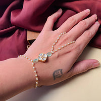 Thumbnail for Charming Gold Plated Polki Hand Bracelet