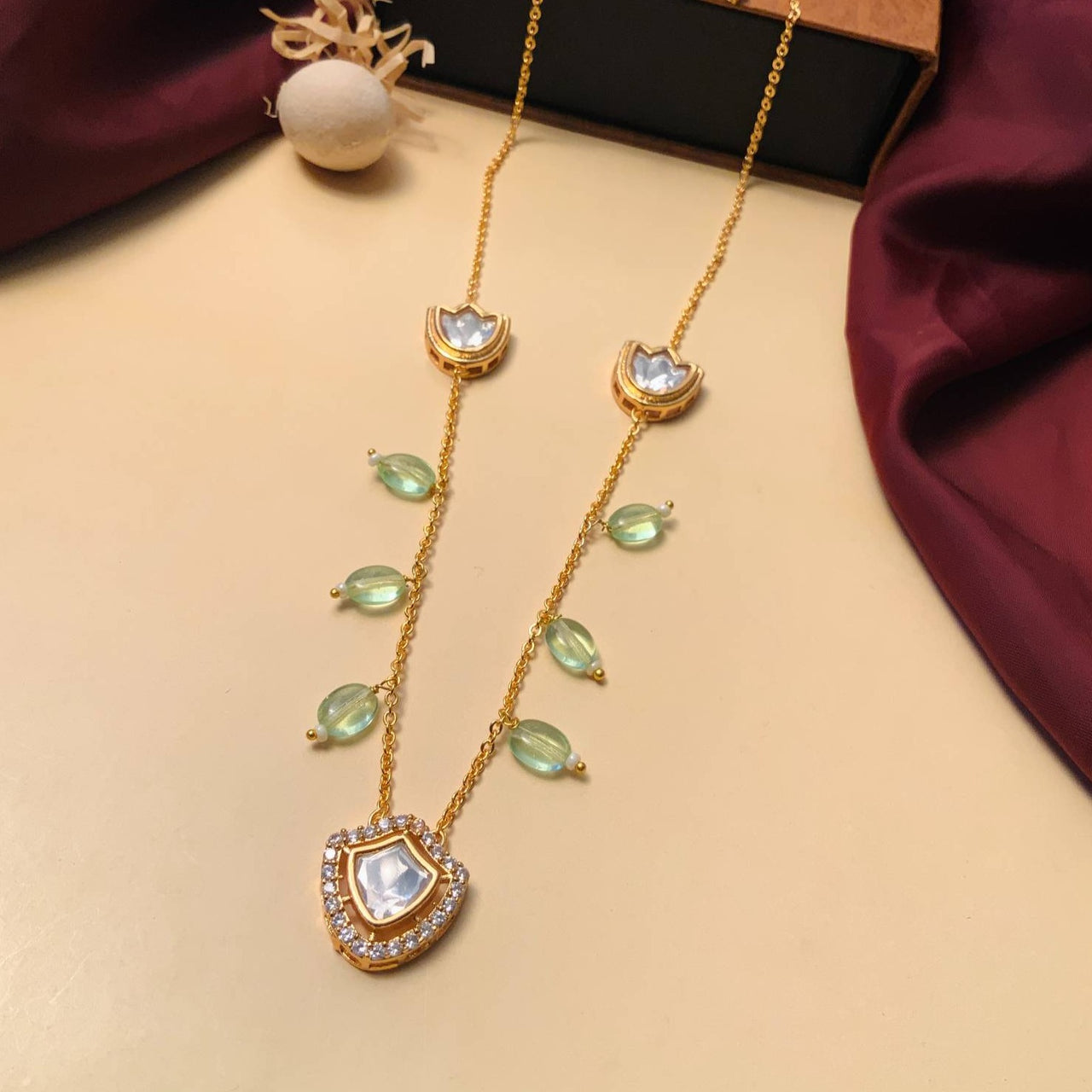 Beautiful High Quality Polki Drop Necklace - Abdesignsjewellery