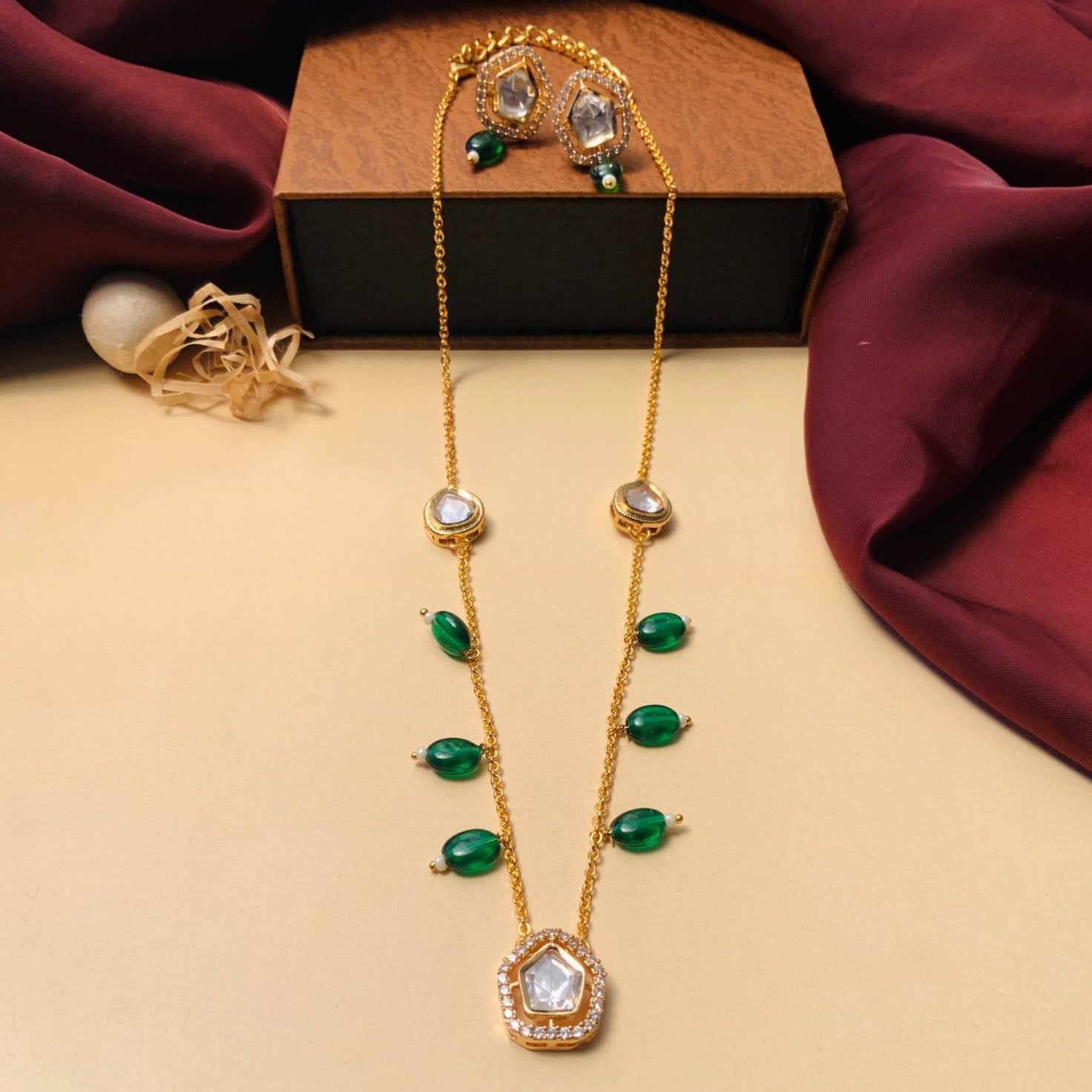 Beautiful High Quality Polki Drop Necklace - Abdesignsjewellery