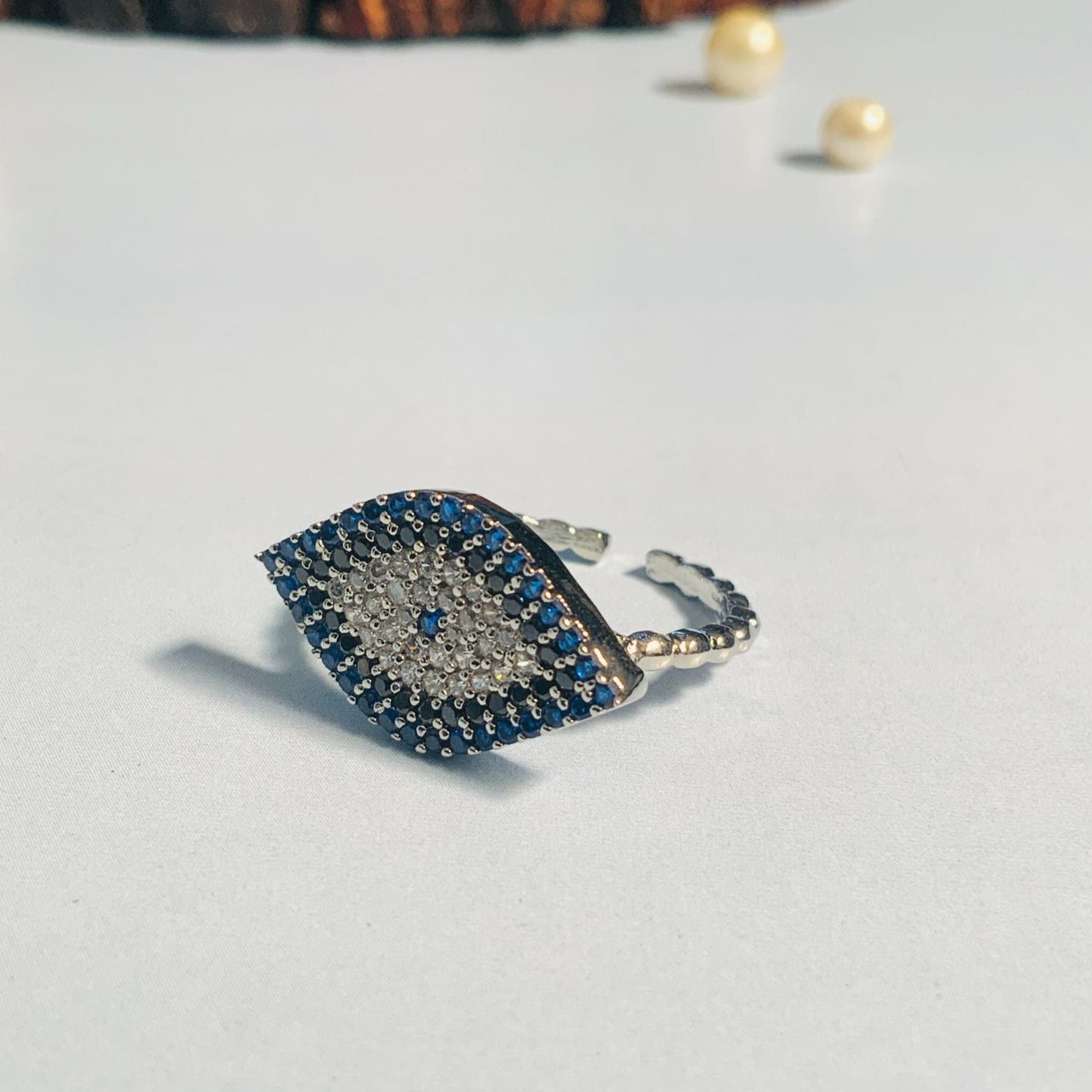 Stunning Silver Plated Evil Eye Ring - Abdesignsjewellery