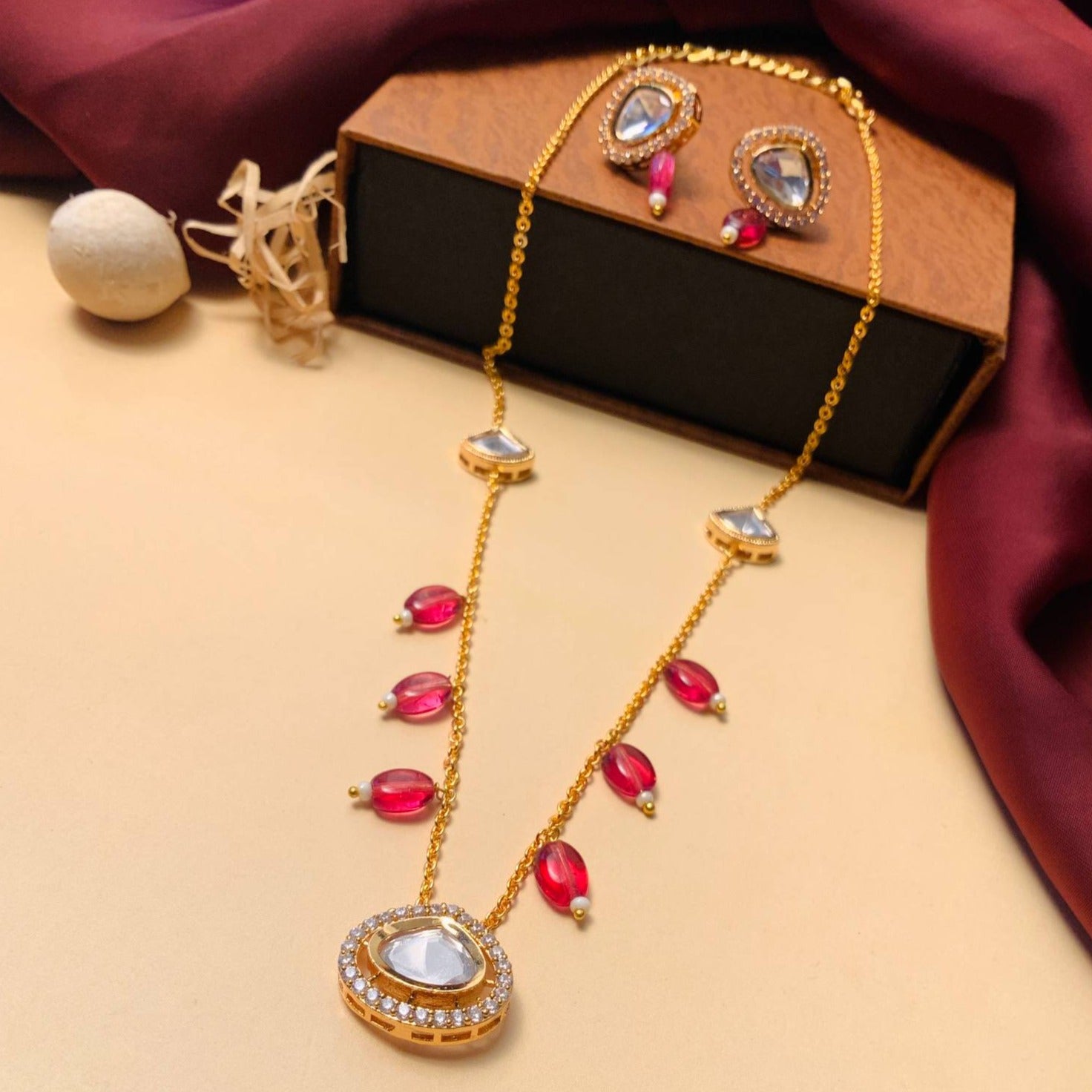 Beautiful High Quality Polki Drop Necklace - Abdesignsjewellery