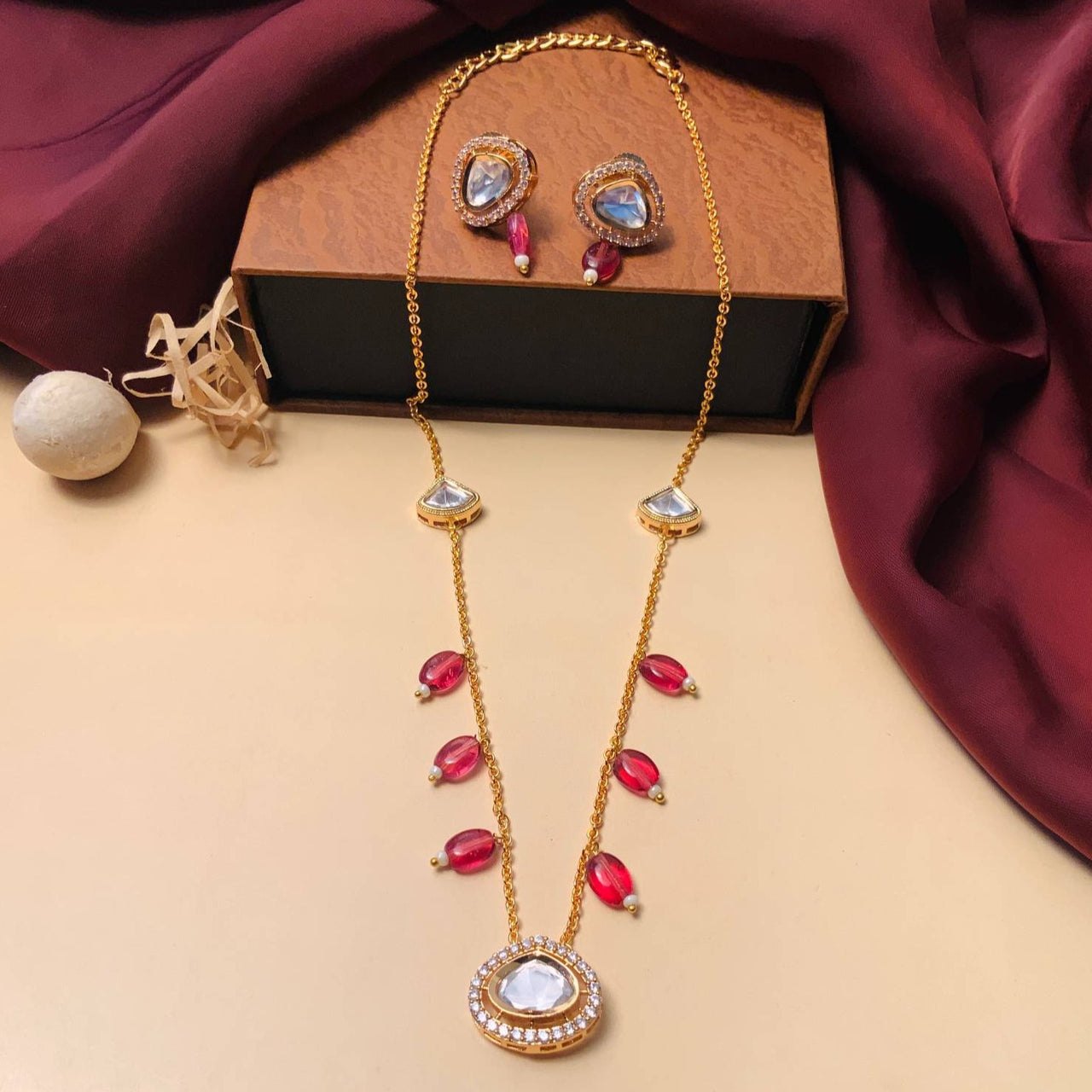 Beautiful High Quality Polki Drop Necklace - Abdesignsjewellery