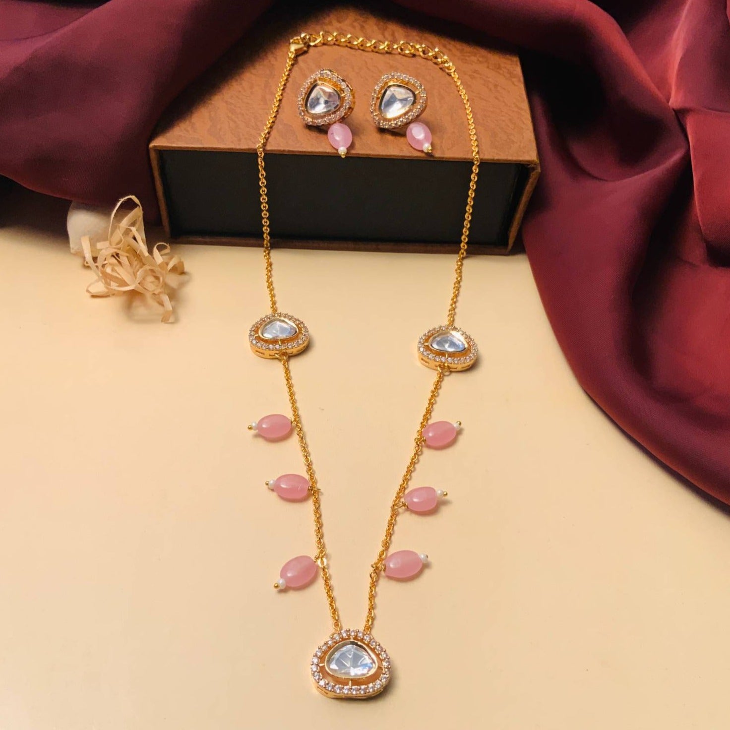 Beautiful High Quality Polki Drop Necklace - Abdesignsjewellery