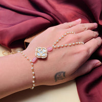 Thumbnail for Charming Gold Plated Polki Hand Bracelet - Abdesignsjewellery