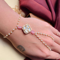 Thumbnail for Charming Gold Plated Polki Hand Bracelet - Abdesignsjewellery