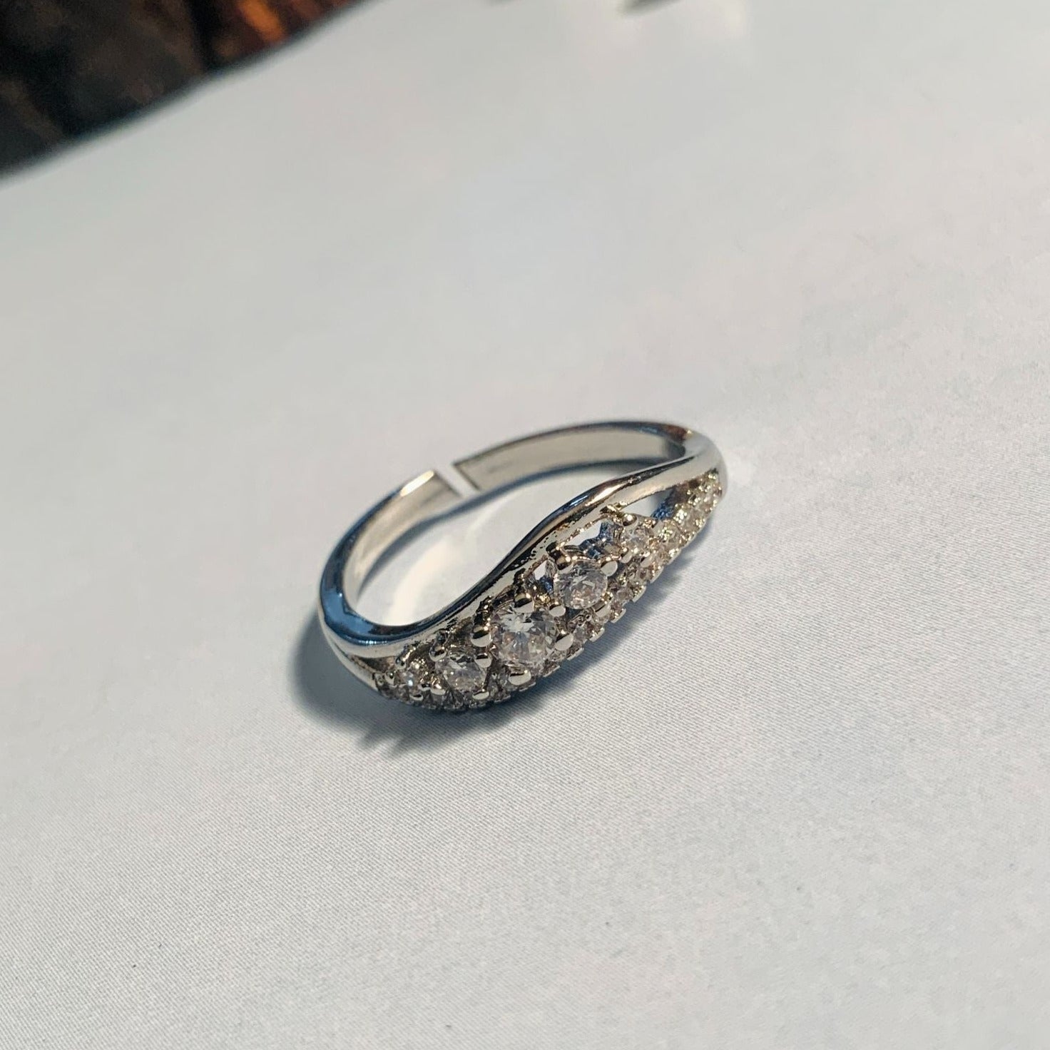 Graceful Silver Plated American Diamond Ring - Abdesignsjewellery