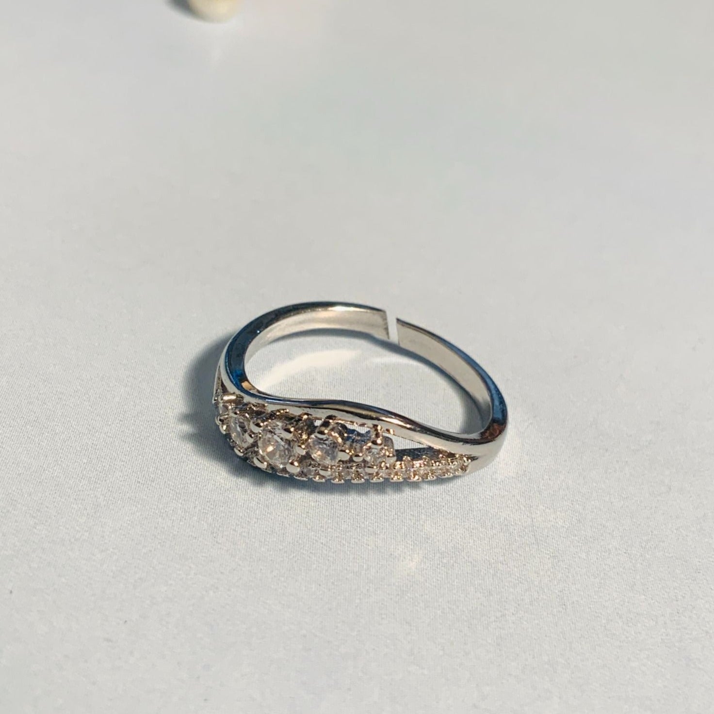 Graceful Silver Plated American Diamond Ring - Abdesignsjewellery