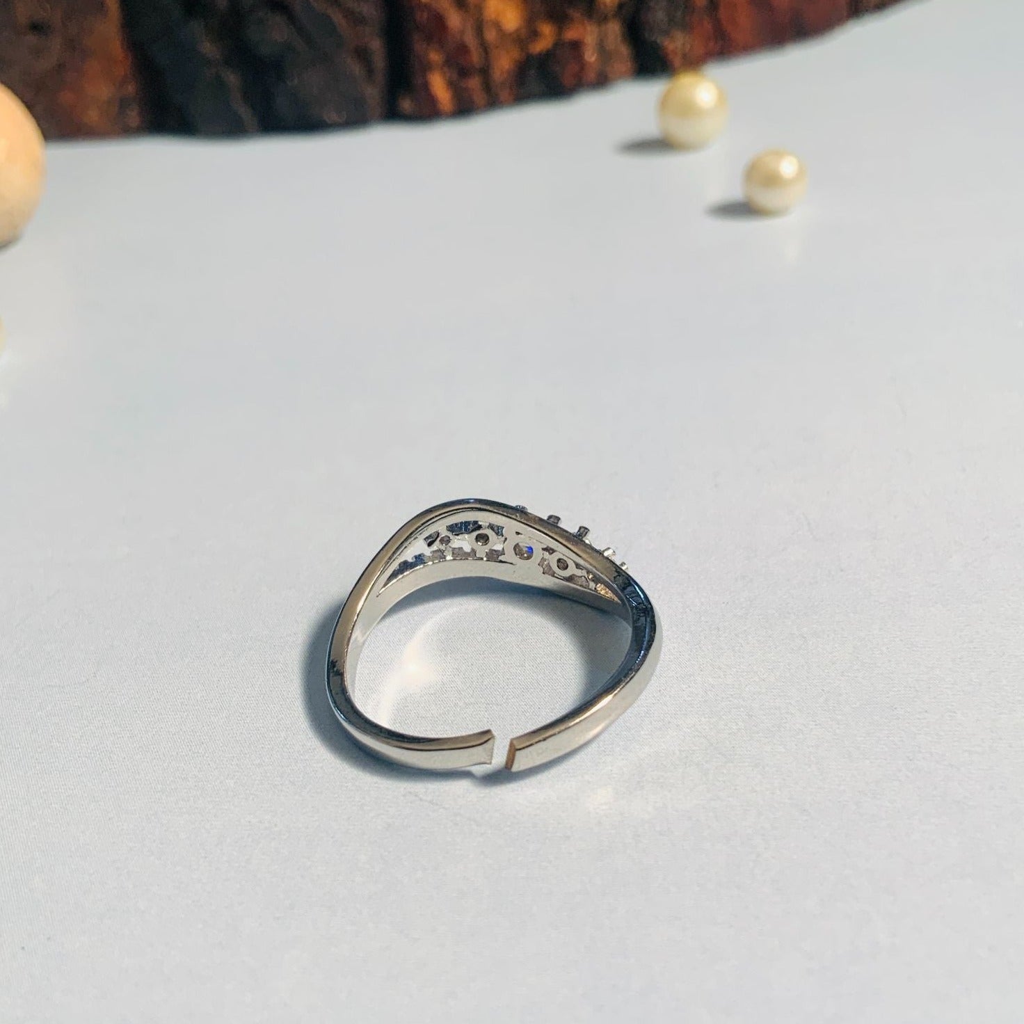Graceful Silver Plated American Diamond Ring - Abdesignsjewellery