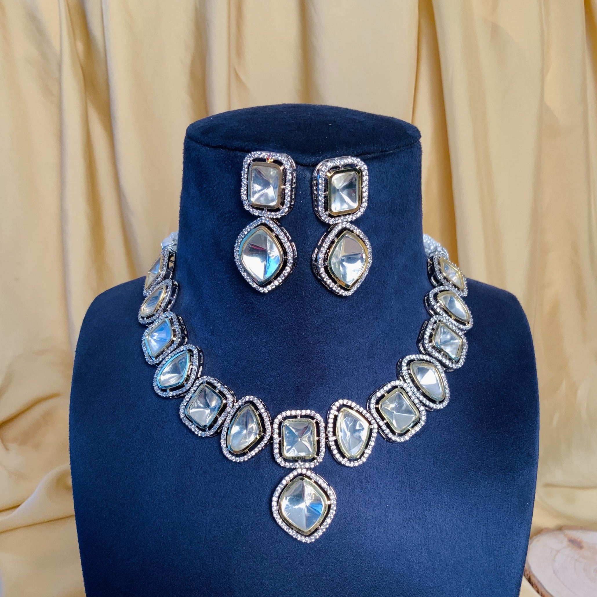 Elegant Polki Necklace With Earrings - Abdesignsjewellery