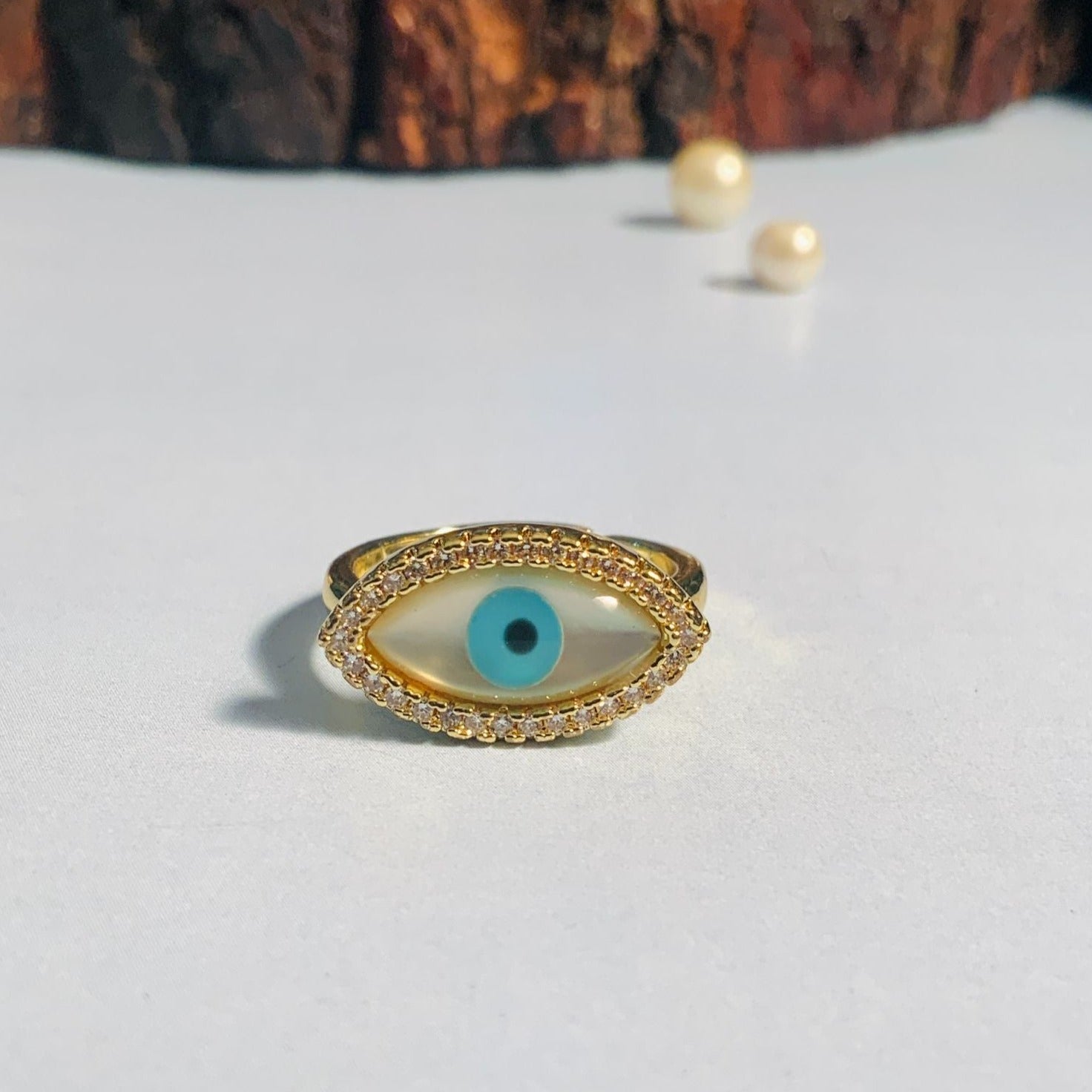 Beautiful High Quality Gold Plated EvilEye Ring - Abdesignsjewellery