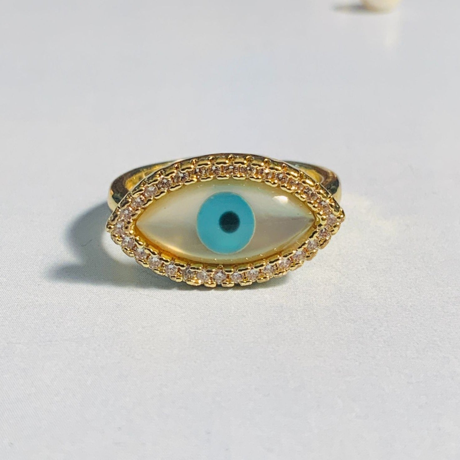 14K Yellow Gold Enameled Evil Eye CZ Fashion Ring – Twin City Jewelers