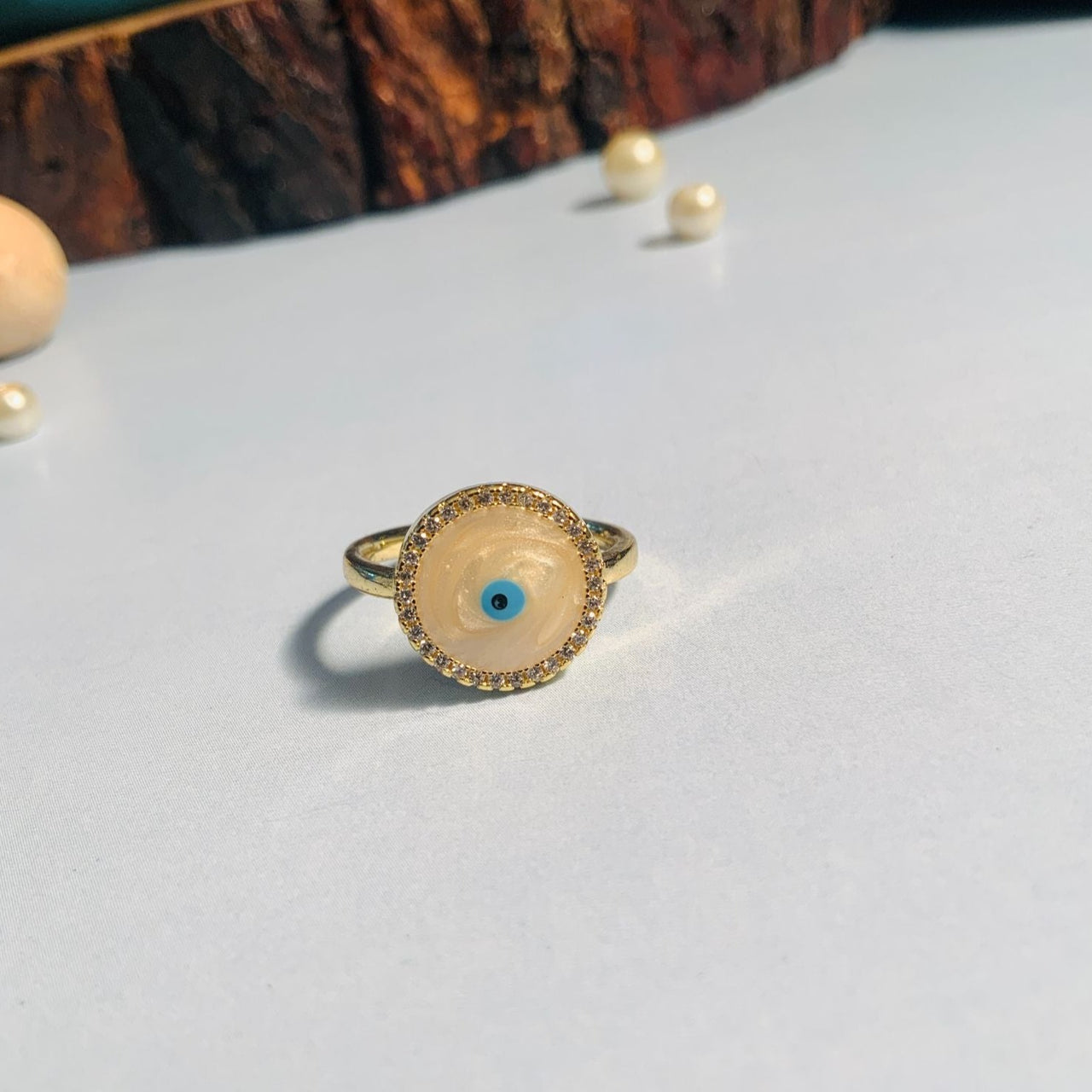 Evil Eye Motif 22K Gold Ring For Women