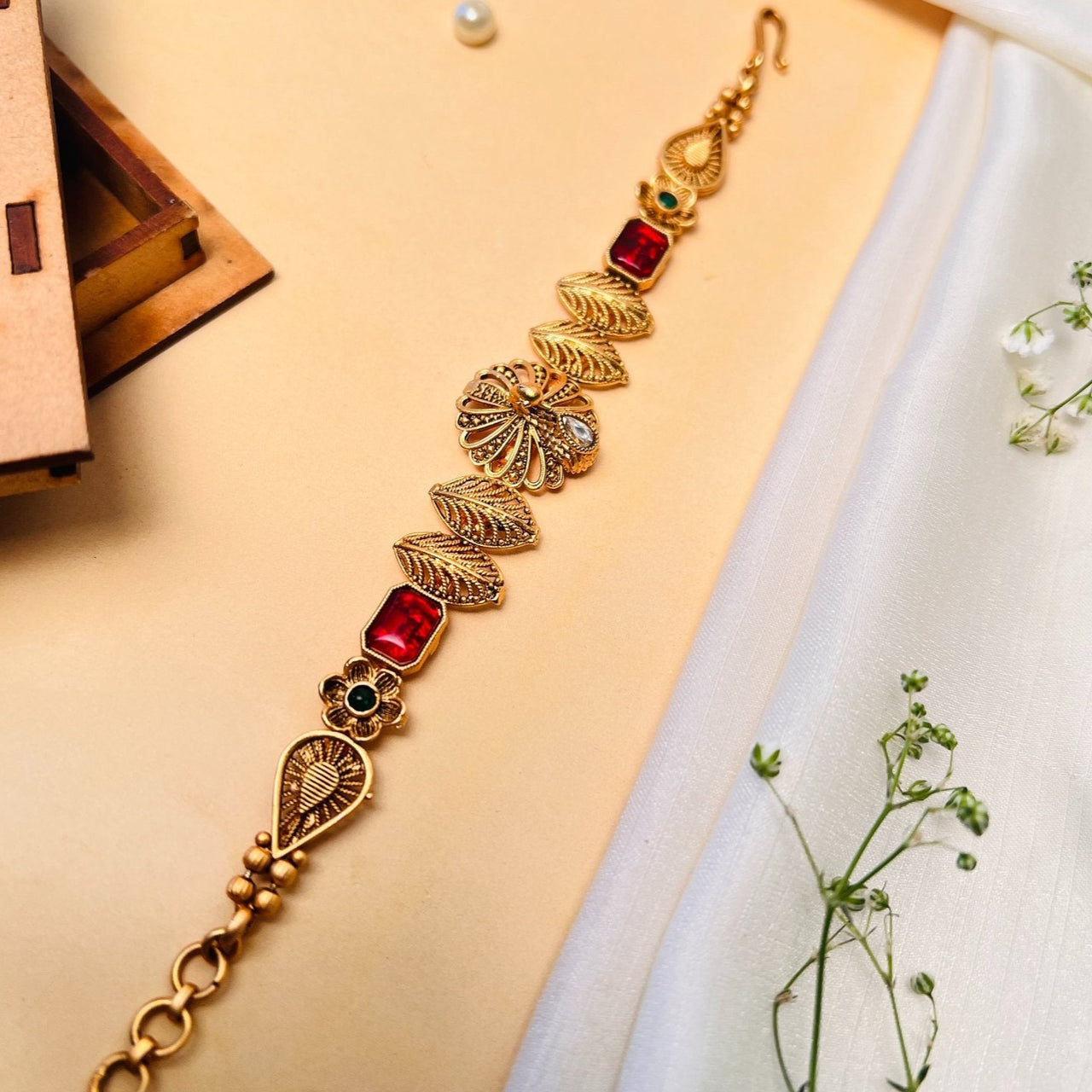 Royal Antique Matt Gold Polish Hand Bracelet