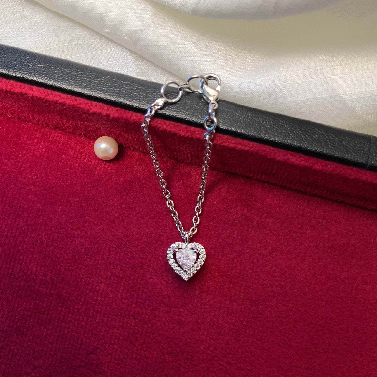 Endearing Heart CZ Silver Plated Watch Charm