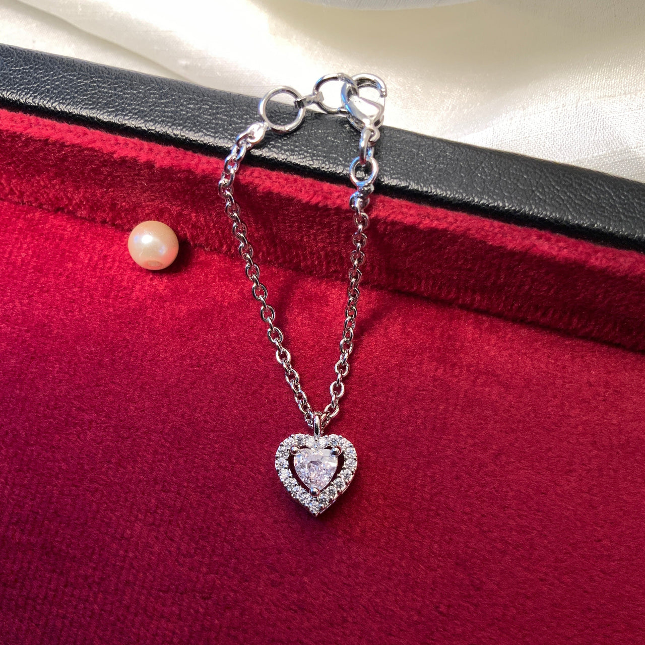 Endearing Heart CZ Silver Plated Watch Charm - Abdesignsjewellery