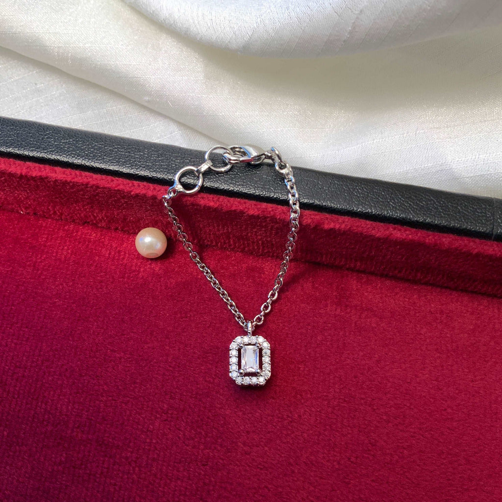 Adorable Rectangle American Diamond Silver Plated Watch Charm - Abdesignsjewellery