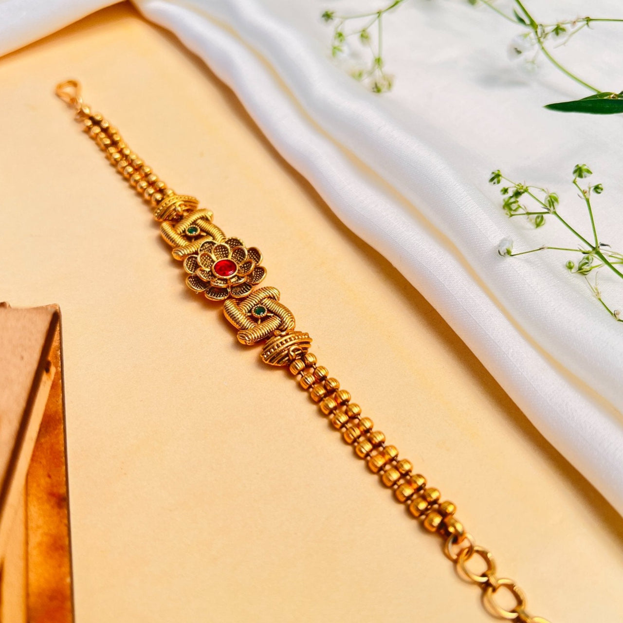 High Quality Artistic Matt Gold Plated Bracelet