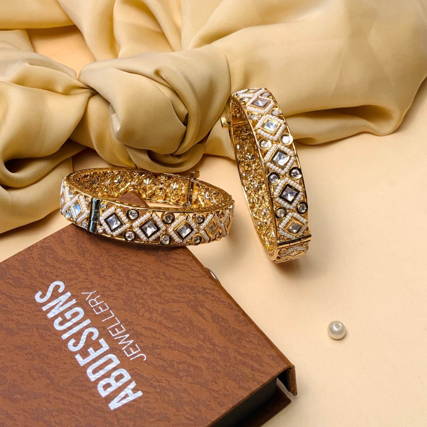 Beautiful High-Quality Polki Bangles Set - Abdesignsjewellery