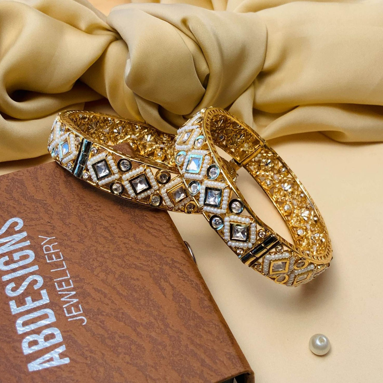 Beautiful High-Quality Polki Bangles Set - Abdesignsjewellery