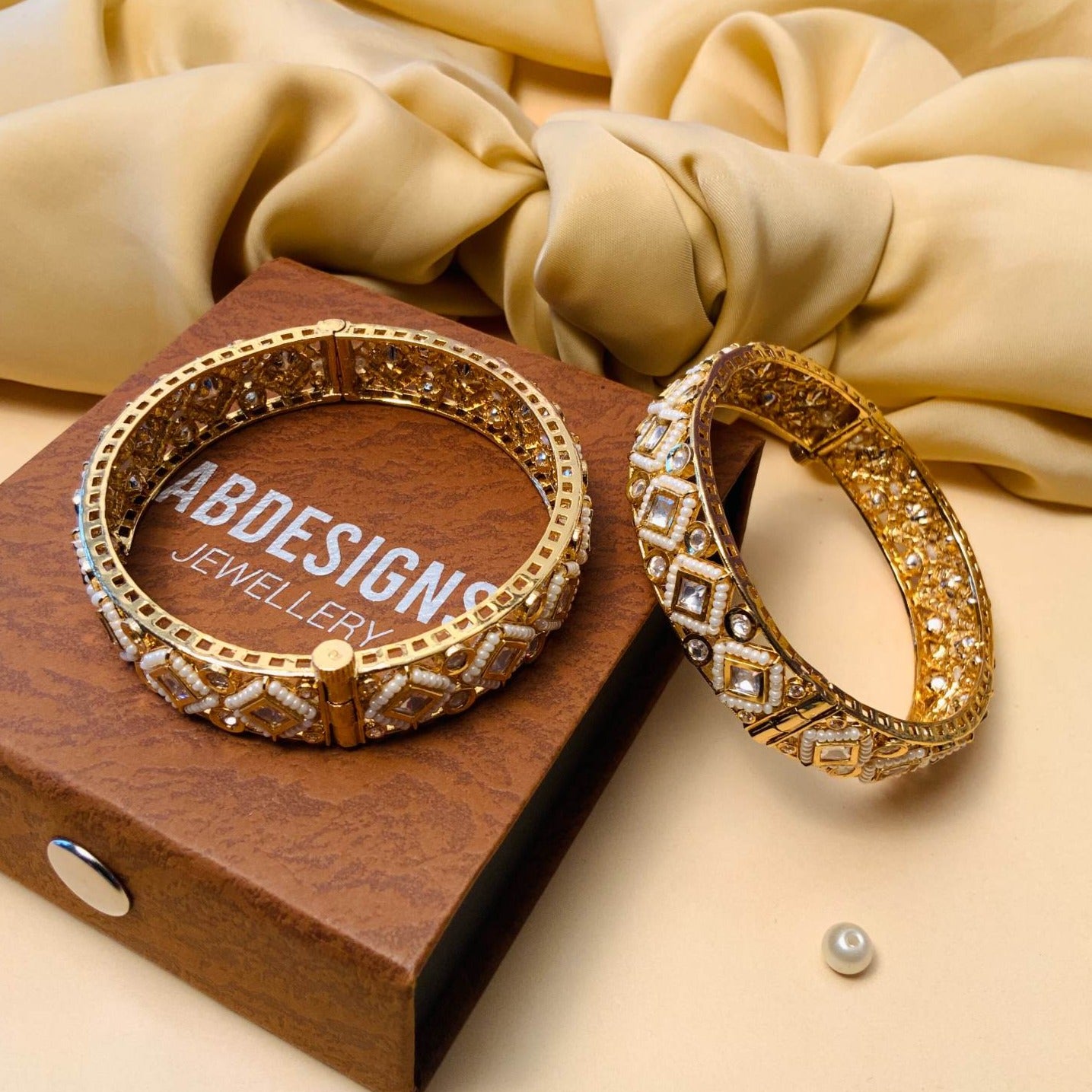 Beautiful High-Quality Polki Bangles Set - Abdesignsjewellery