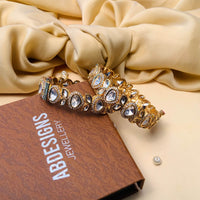 Thumbnail for Amazing Gold Plated Polki Diamond Bangles Set