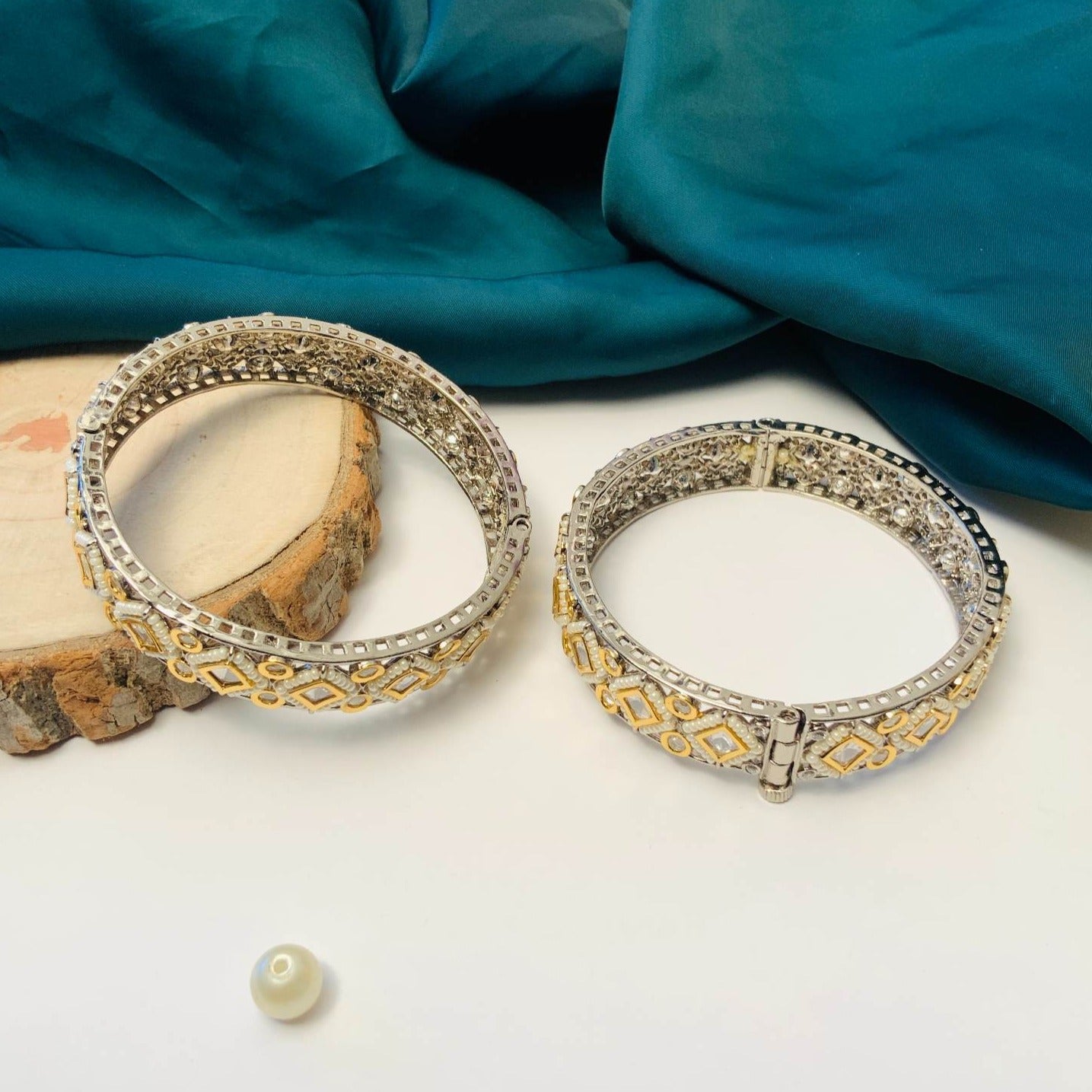 Beautiful High-Quality Polki Bangles Set - Abdesignsjewellery