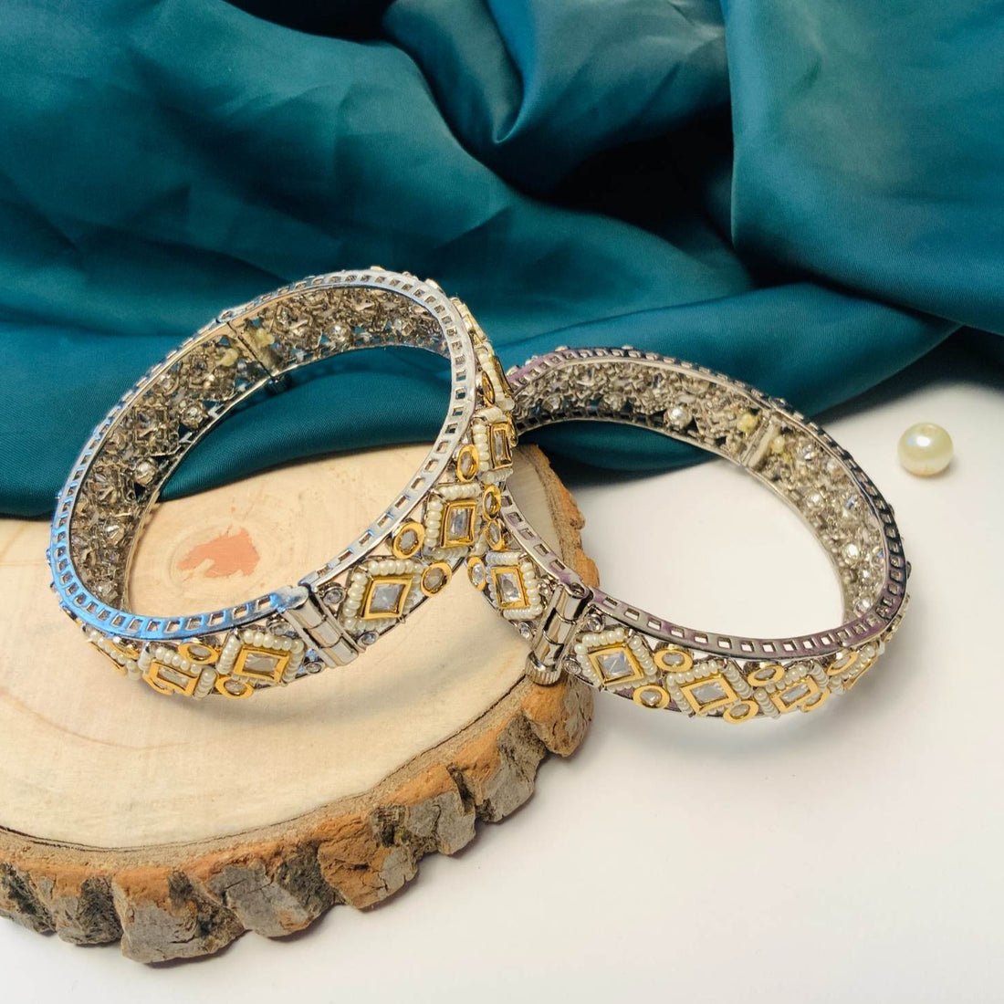 Beautiful High-Quality Polki Bangles Set - Abdesignsjewellery