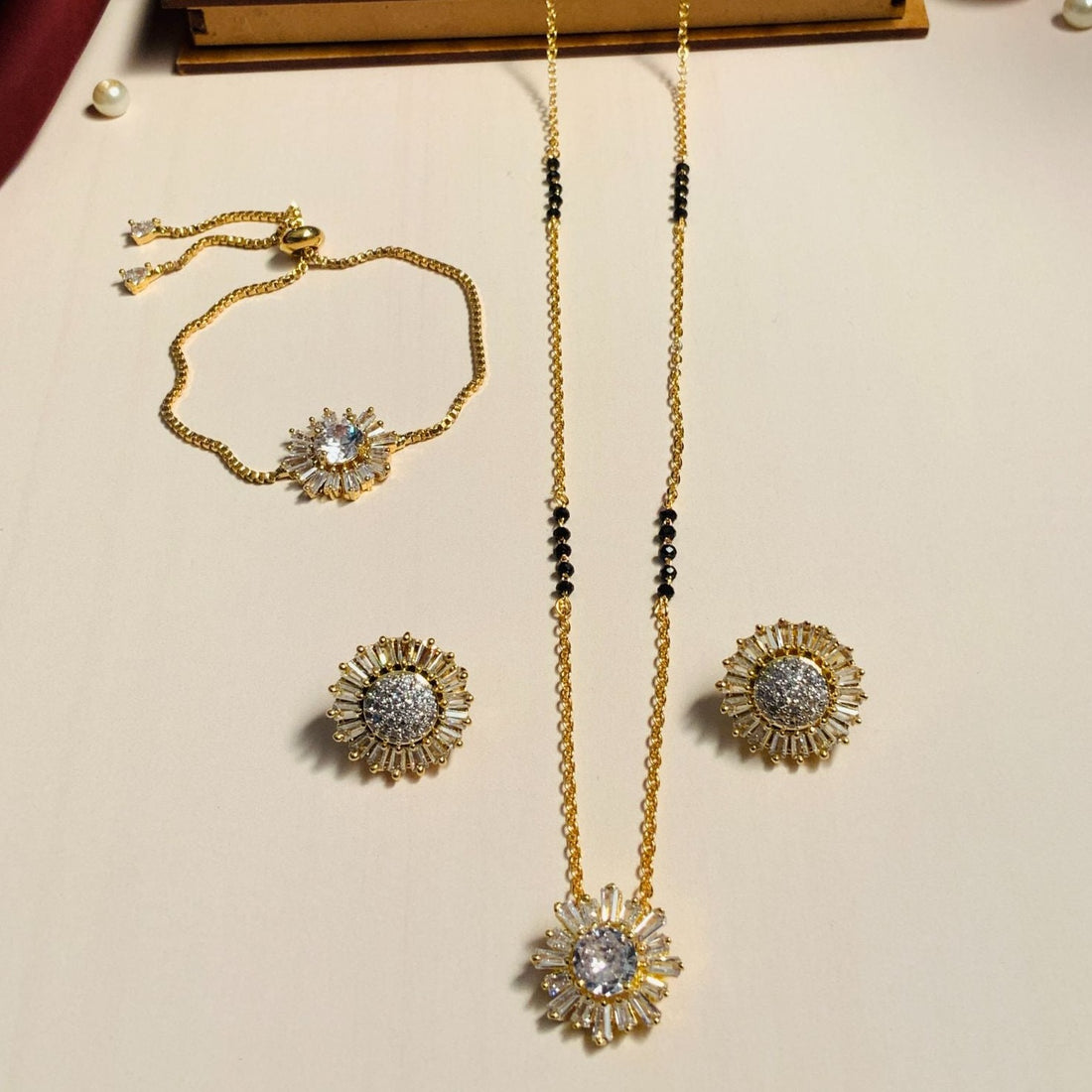 Gold Choki American Diamond Mangalsutra Combo - Abdesignsjewellery