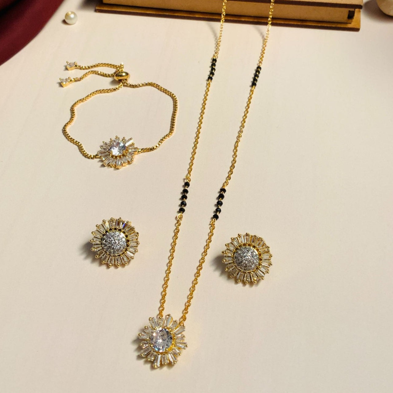 Gold Choki American Diamond Mangalsutra Combo - Abdesignsjewellery