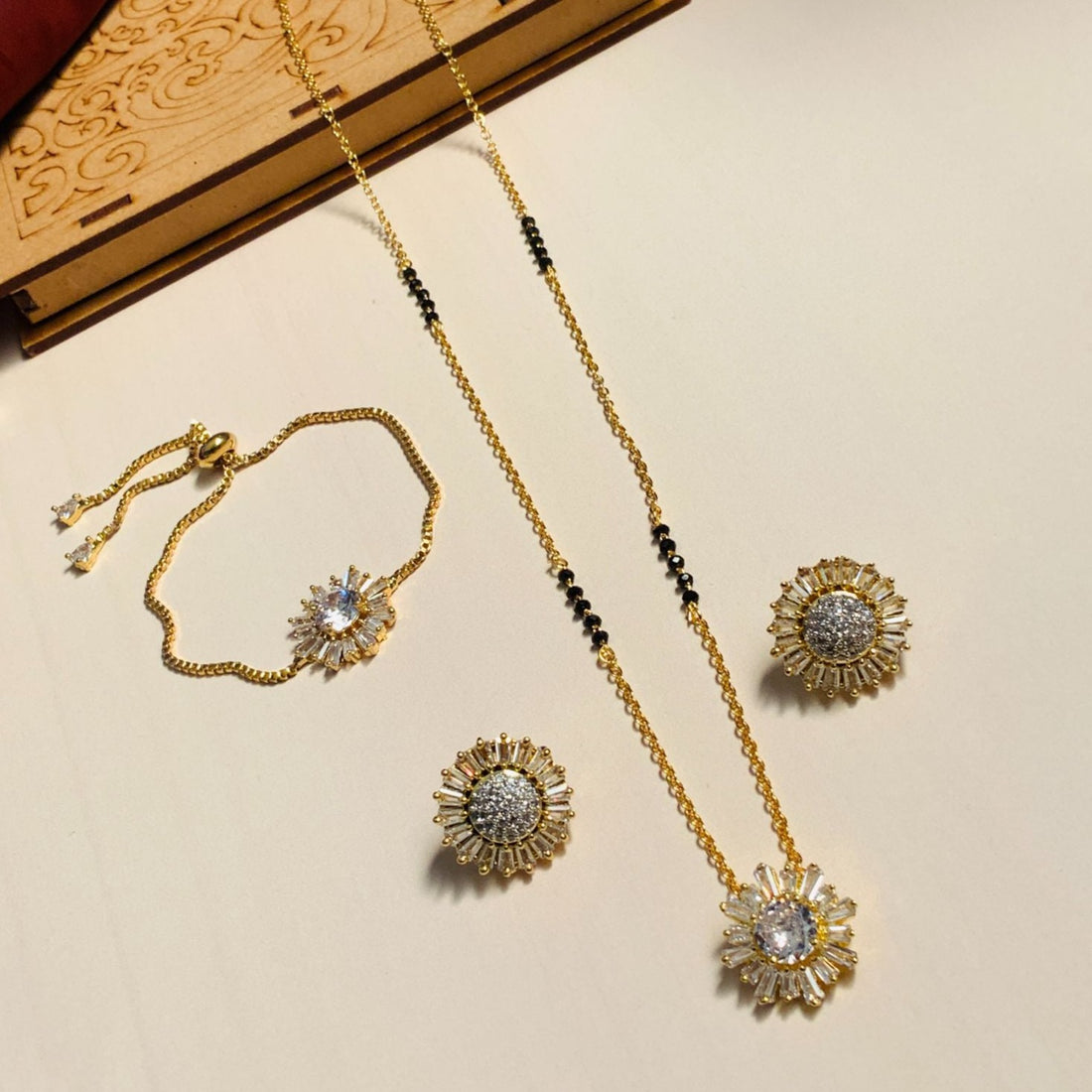 Gold Choki American Diamond Mangalsutra Combo - Abdesignsjewellery