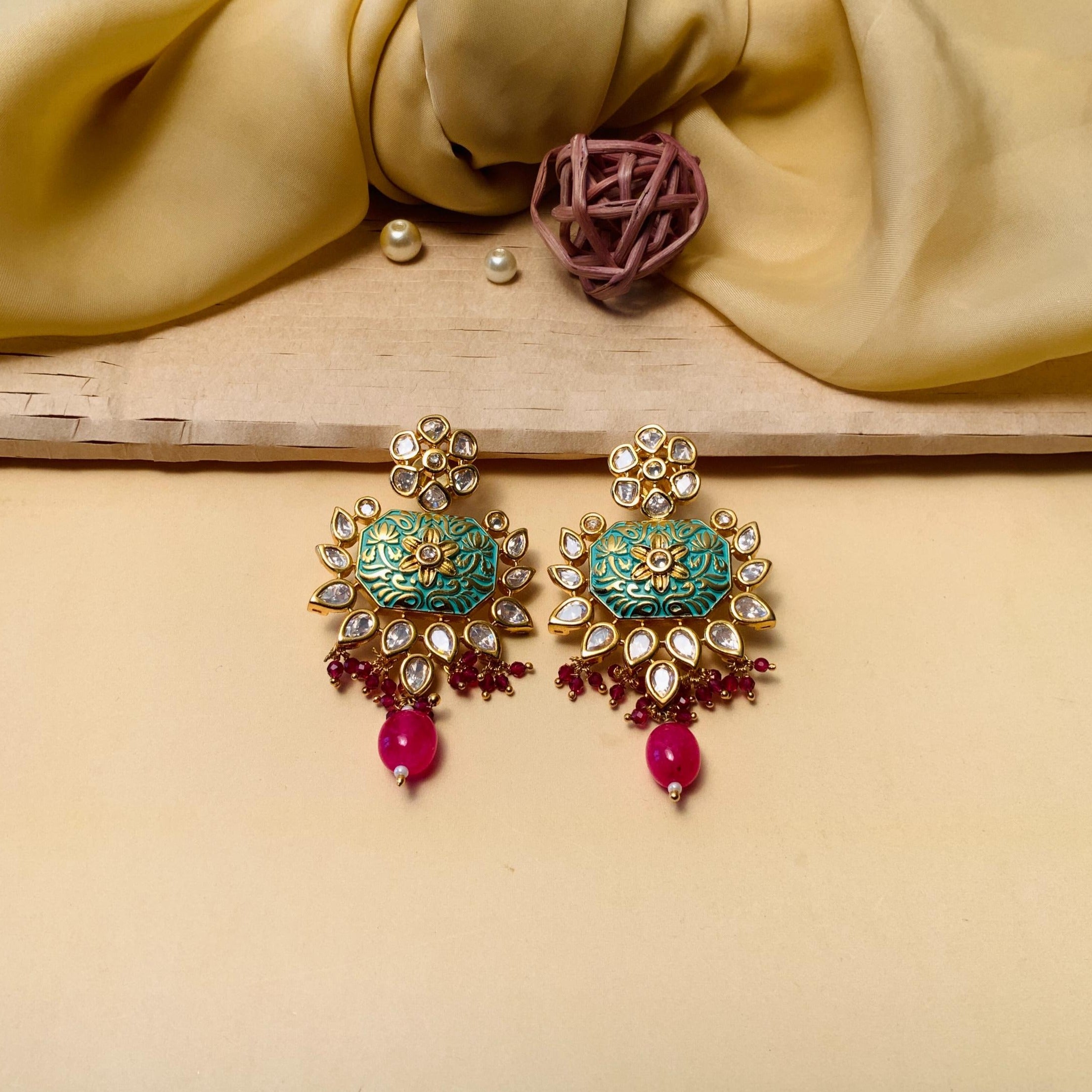 Kundan Meenakari Traditional Rajasthani Earring
