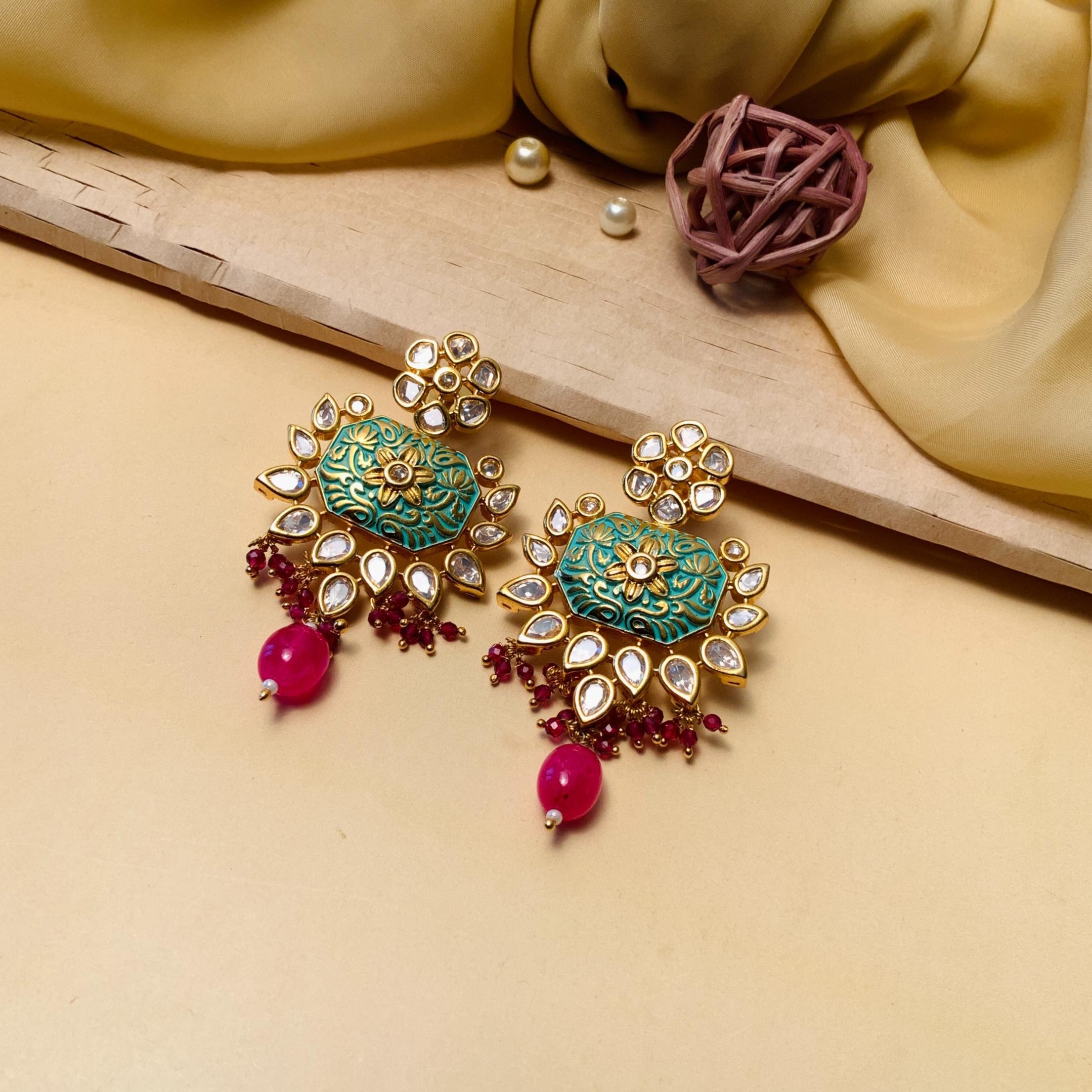 Kundan Meenakari Traditional Rajasthani Earring