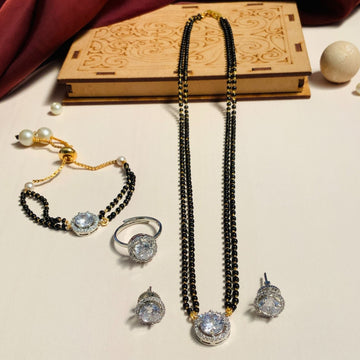 Elegant Gold Plated American Diamond Mangalsutra Combo - Abdesignsjewellery