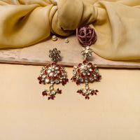 Thumbnail for Beautiful Red Beads Gold Plated Kundan Earring