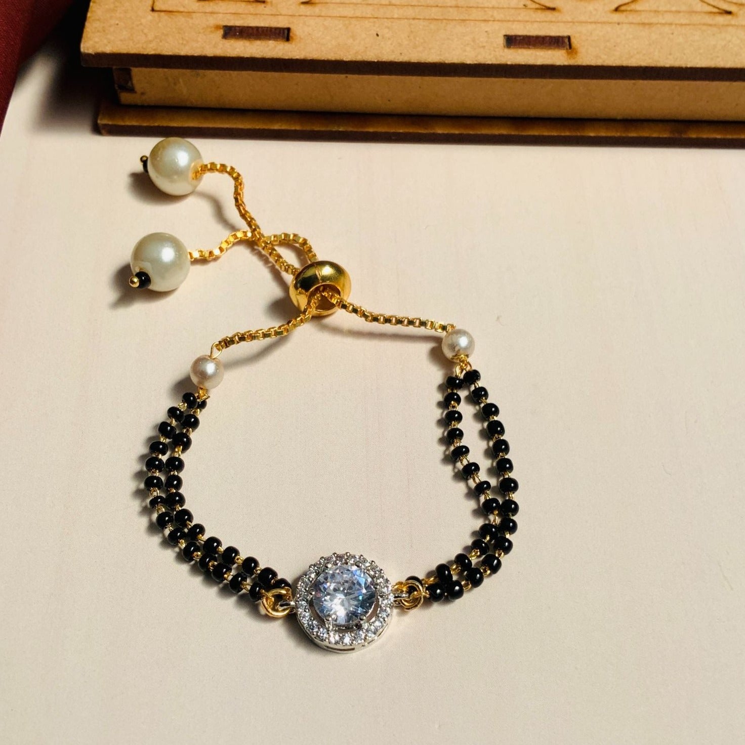 Elegant Gold Plated American Diamond Mangalsutra Combo - Abdesignsjewellery