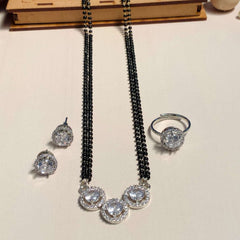 Alluring Silver Plated American Diamond Mangalsutra Combo